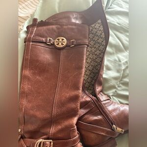 Tory Burch Tan Leather Over the Knee Boots